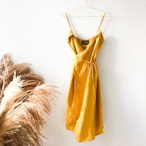 Reformation Cruz Yellow Wrap Dress (M)